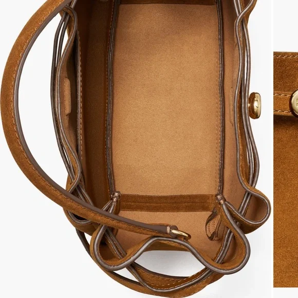 Tory Burch Elegant Romy Brown Suede Handbag - Picture 5 of 12